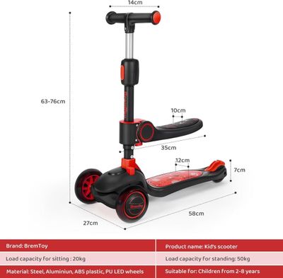 an image of a scooter with the measurements of the scooter