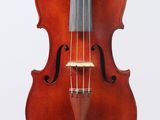 a close up of a violin with a bow on a white background