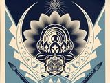 a poster for a concert with a skull and a flower on it