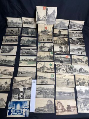 a bunch of old postcards with pictures of buildings on them