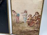 painting of a group of children playing instruments in a field