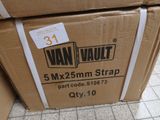 a cardboard box with a label on it sitting on the floor