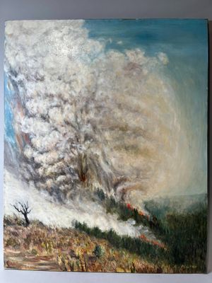 Paul A.MULLER (XXe), Le feu, Huile sur toile signée et titré… - Photo 1