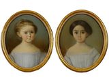 une paire de portraits miniatures représentant une jeune fille et un jeune garçon