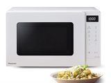 a bowl of pasta and a microwave on a plate