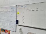 a white board on the wall in the kitchen
