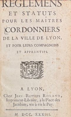 CORDONNIERS, CHAPELIERS, PERRUQUIERS. Ensemble trois volumes…