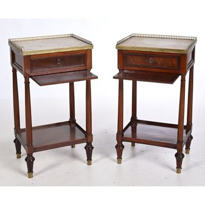pair of 19th century mahogany bedside tables with marble top
