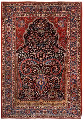tapis persan ancien à motif floral sur fond rouge