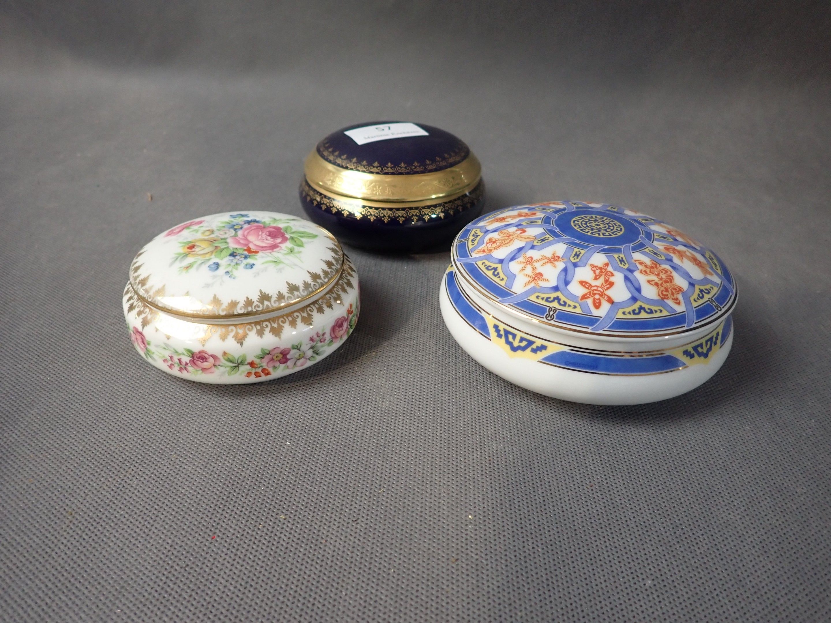 CHRISTOFLE Bonbonnière en porcelaine décor Océana bleu ginko…