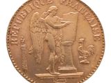 an image of a gold coin with a statue on top of it