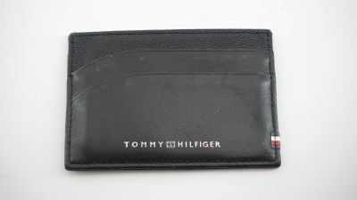porte-cartes en cuir noir Tommy Hilfiger