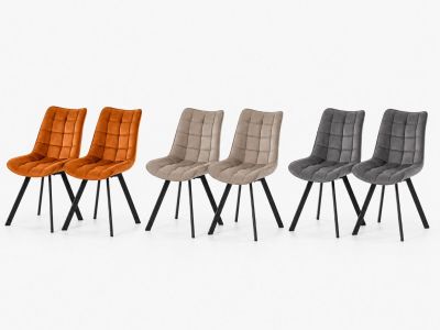 quatre chaises aux couleurs différentes, rembourrées, rembourrées, rembourrées, rembourrées, rembourrées
