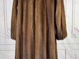 brown fur coat on a mannequin stand in front of a white wall