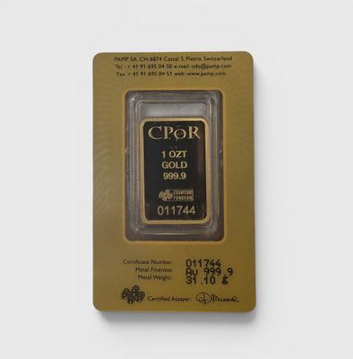un lingot d'or dans une carte sur fond blanc