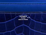 hermes paris blue croc embossed leather bifold wallet