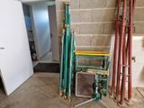 a room with pipes and a chair in it