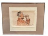 an image of a drawing of a man drinking from a glass