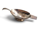 an image of a silver spoon with a handle on a white background