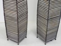 PAIRE DE LAMPADAIRES en lames de bambou et tissu (photo 3)