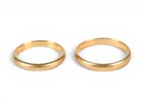 pair of gold wedding rings on a white background