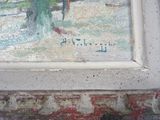 a painting on the wall of a building that has a picture of a man on a horse