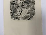 un vieux dessin en noir et blanc représentant un homme et une femme assis à une table