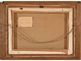 a painting of a wooden frame with a piece of paper in it