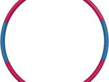 a pink and blue hula hoop on a white background