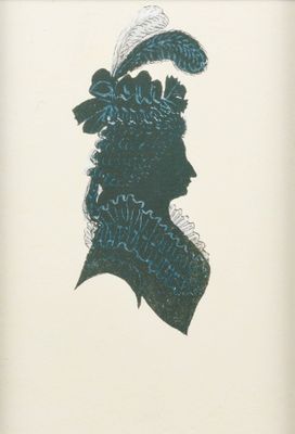 silhouette of a man with a feathered hat and a feather on his head
