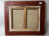 an old picture frame with a picture of a couple of windows in it