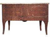 an old wooden chest with marble top on a white background