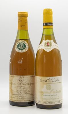 deux bouteilles de vin posées l'une à côté de l'autre sur une surface blanche