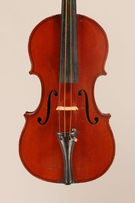 a close up of a violin with a bow on a white background