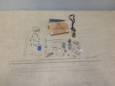 a lot of items that are laying out on the table