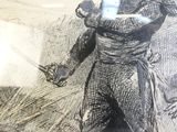 un dessin représentant un homme tenant un couteau à la main