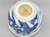 an image of a blue and white bowl with a circular design on it
