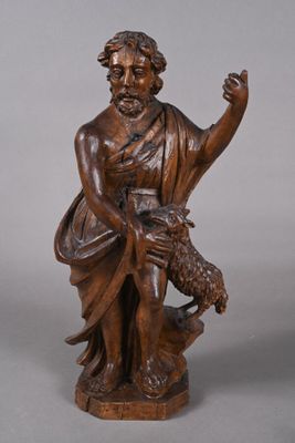 statue représentant un homme avec un chien et une chèvre