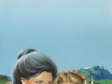a painting of a woman and a child in a field