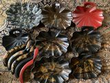many different types of decorative items on a rug