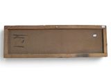 an image of a wooden shelf that has a sign on it