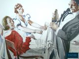 painting of a man and a woman sitting at a table with a wine glass in their hand