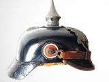 a close up of a helmet with a clock on it