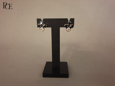 Paire de boucles d'oreille en or jaune 18k (750‰) ornée de t…