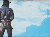 une photo d'un homme debout sur une colline, coiffé d'un chapeau de cow-boy
