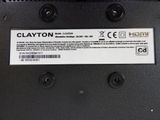 a label on the back of a laptop that says clayton