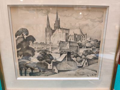 une photo d'une photo d'une ville dans un cadre