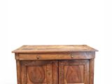 an image of a wooden chest with two doors and a drawer