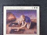 a card with a picture of a woman playing a game