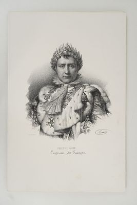 an old black and white drawing of a man wearing a crown
